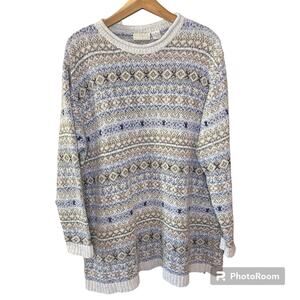 Elisabeth by Liz Claiborne Vintage Multicolor Striped Winter Tunic Sweater 2X